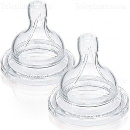 TETINE AVENT SILIC DEBIT LENT/