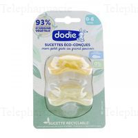 DODIE Sucettes &eacute;co-con&ccedil;ues jaune 0/6 mois x2