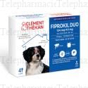 CLEMENT THEKAN Fiprokil Duo 134mg / 40mg solution pour chiens moyen 4 pipettes