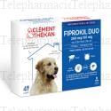 CLEMENT THEKAN Fiprokil Duo 268mg / 80mg solution pour grands chiens 4 pipettes