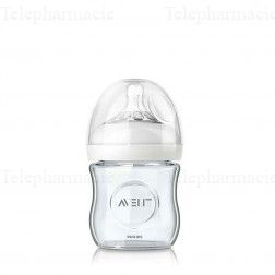 Biberon en verre natural tetine silicone debit nouveau-ne 120 ml