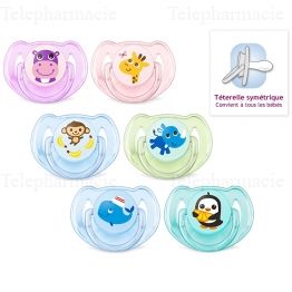 Sucettes orthodontiques classiques en silicone animaux 6-18 mois x2
