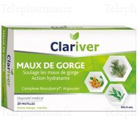 CLARIVER Pastilles gorge go&ucirc;t orange menthe x20