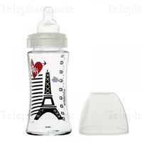 DODIE Biberon Sensation+ en verre anti-colique t&eacute;tine plate 270ml Londres