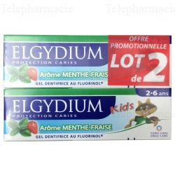 Kids dentifrice Protection caries menthe-fraise 2 x 50ml