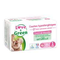 LOVE&GREEN Couches hypoallerg&eacute;niques x44 Taille 1 Naissance 2 &agrave; 5kg