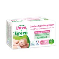 LOVE&GREEN Couches hypoallerg&eacute;niques x44 Taille 2 Mini 3 &agrave; 6kg