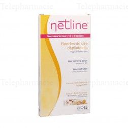NETLINE Bandes de cires d&eacute;pilatoires visage hypoallerg&eacute;niques x20