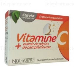 NUTRISANTE Vitamine C + Extrait de Pamplemousse bo&icirc;te 24 comprim&eacute;s