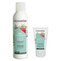 PRANAROM Aromaforce - Spray assainissant ravintsara tea tree Bio 150ml + gel hydro alcoolique 50ml offert