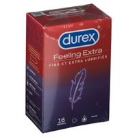 DUREX Feeling Extra - Pr&eacute;servatifs Fins Et Extra Lubrifi&eacute;s 16 Pr&eacute;servatifs