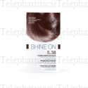 BIONIKE Shine on soin colorant capillaire chatain clair chocolat n&deg;5.38 1 tube 50ml + 1 flacon revelateur 75ml + 1 tube shine on apr&egrave;s shampooing + 1 paire de gants jetables