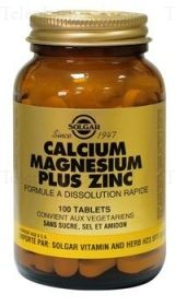 SOLGAR Calcium magn&eacute;sium plus Zinc 100 comprim&eacute;s