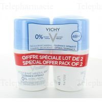 Vichy D&eacute;odorant Min&eacute;ral 48H Tol&eacute;rance Optimale Roll-On Lot de 2 x 50 ml